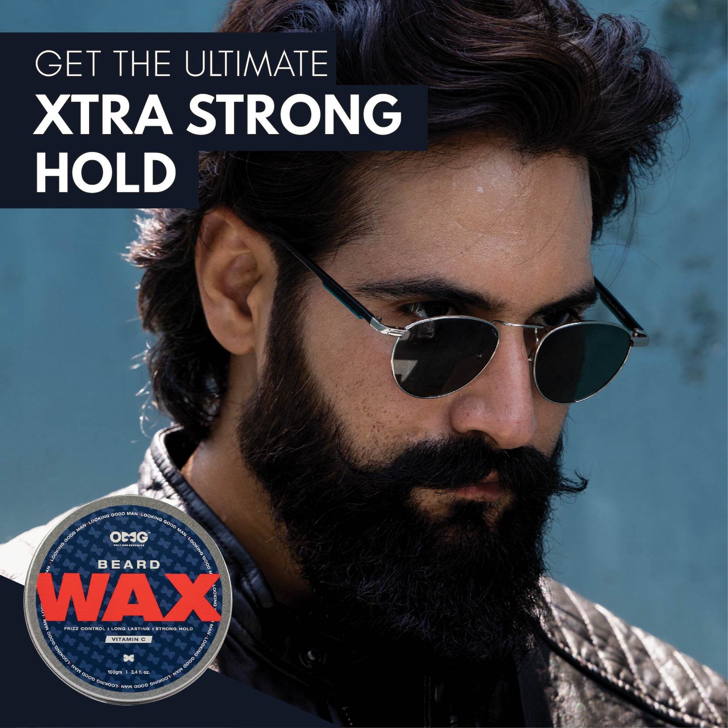 OMG Beard Wax 100gm | Frizz Control | Long Lasting Hold | Strong Hold | Enriched with Vitamin C | 100% Natural Ingredients