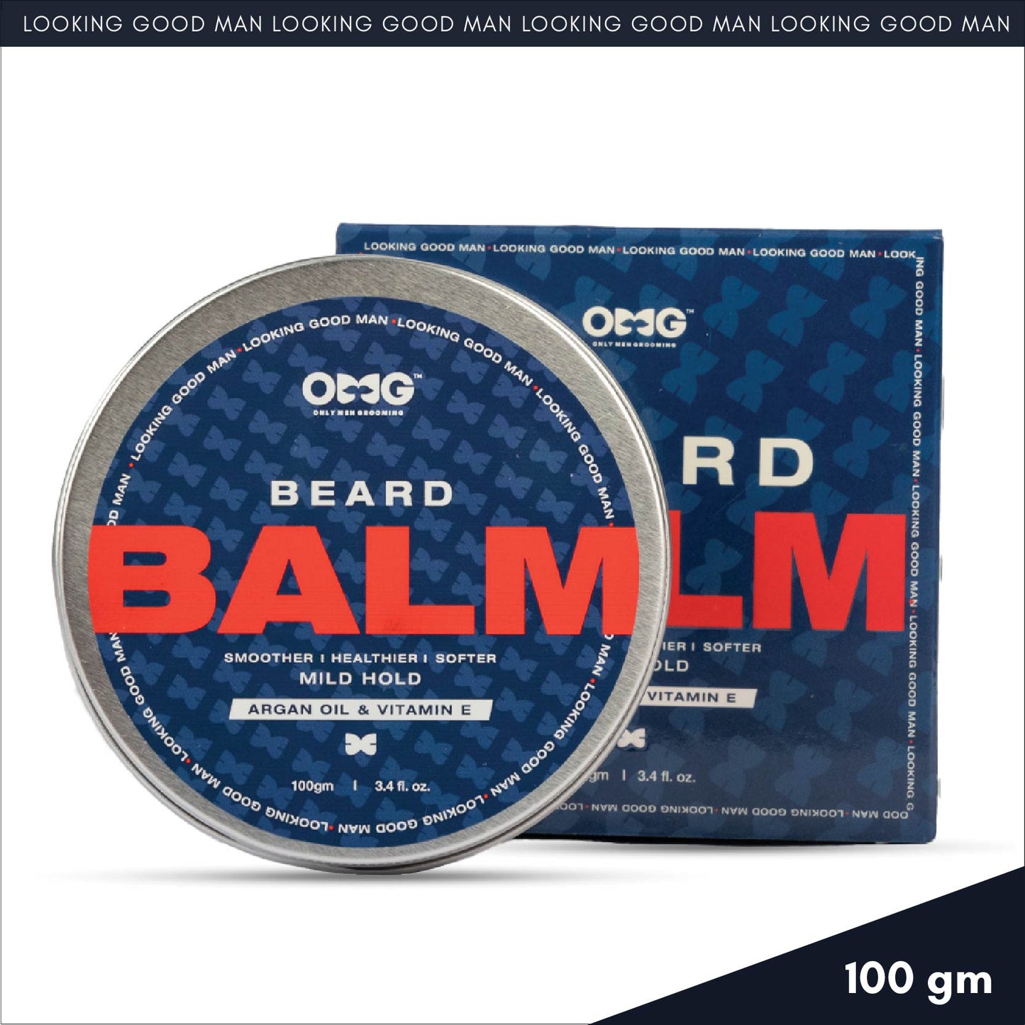 OMG Beard Shampoo & Conditioner 180ml and OMG Beard Balm 100gm Combo | Promotes Hair Growth, Gives Shine, Reduces Dandruff | Contains Natural Oils & Vitamin C | Beard Styling for Mild Hold