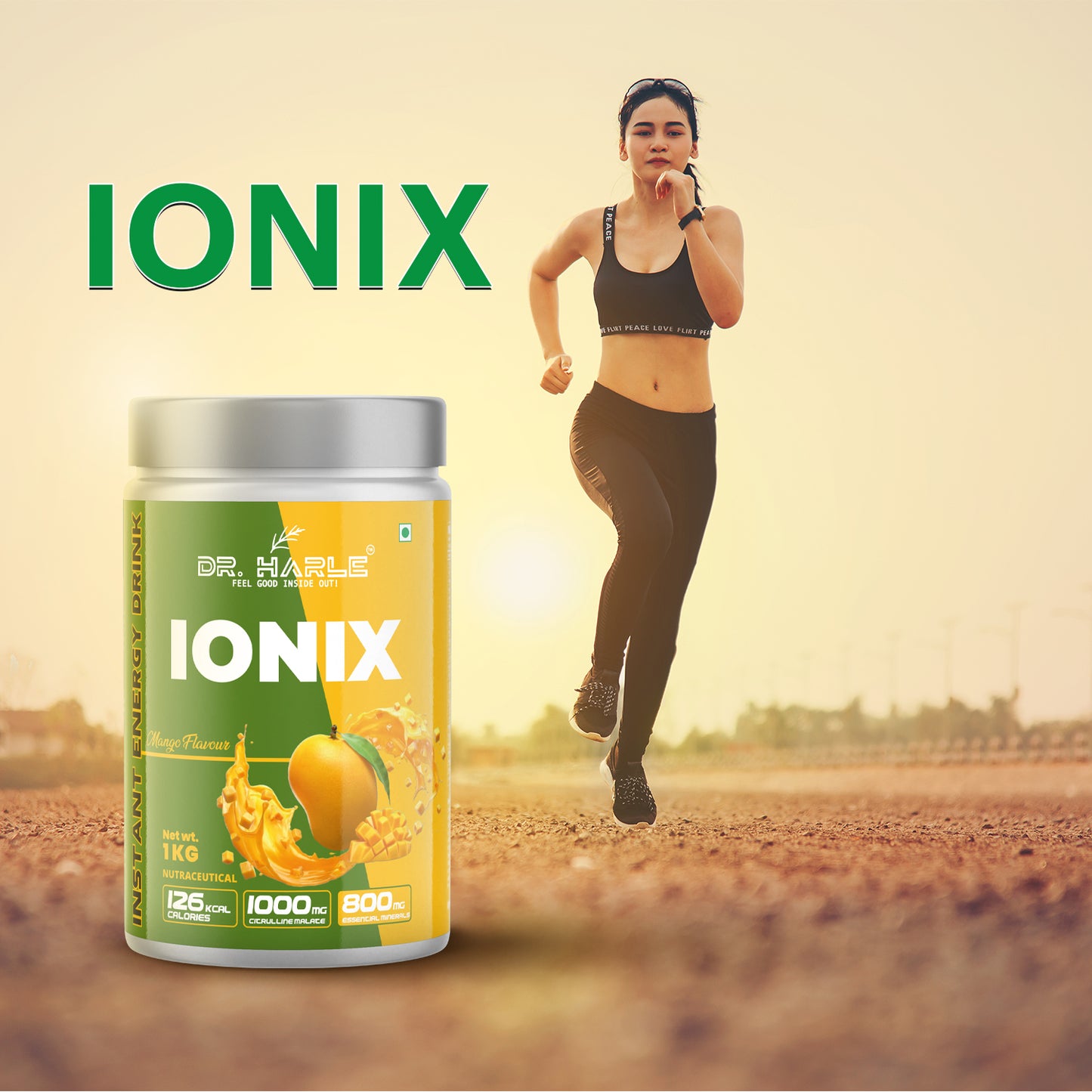 DR. HARLE Ionix Isotonic Energy Drink Powder – 1kg Mango Flavor | Electrolyte & Hydration Support