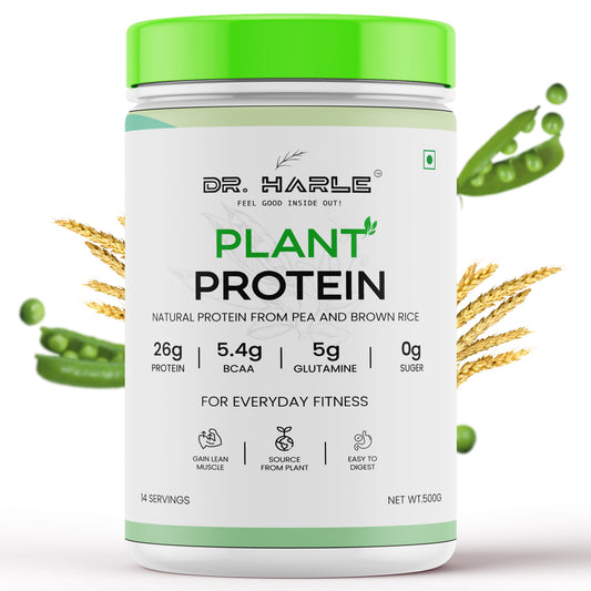 DR. HARLE 100% Vegan Plant Protein Powder for Women & Men 26g Protein, 26 Vitamins & Herbs per Serving with Digestive Enzymes | Supports Muscle Growth & Recovery | All-Natural, Non-GMO, Gluten-Free | Delicious Belgian Chocolate Flavour - 500gm