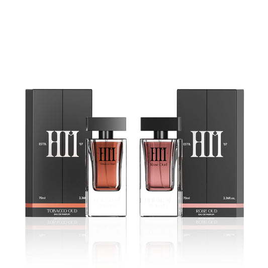 House of Moksha Rose and Tobacco Oud Eau De Parfum (70ml each) I Premium Combo set of 2 for Men and Women I Perfect for Diwali Gifting and Special Occassions I Ideal for Couples