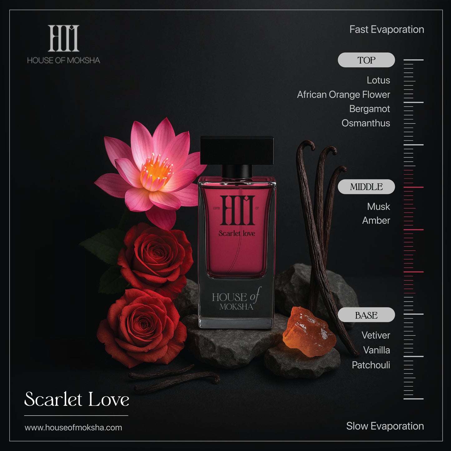 House of Moksha Rose Oud & Scarlet Love Eau de Parfum (70ml Each) | Luxury Long Lasting Perfume Combo for Women | Premium Ingredients | Affordable Diwali & Wedding Gift