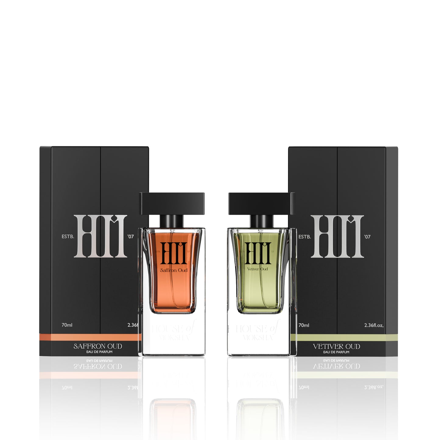 House of Moksha Saffron & Vetiver Oud Eau de Parfum (70ml Each) | Luxury Long Lasting Combo for Him & Her | Premium Clean Ingredients | Affordable Premium Diwali & Wedding Gift