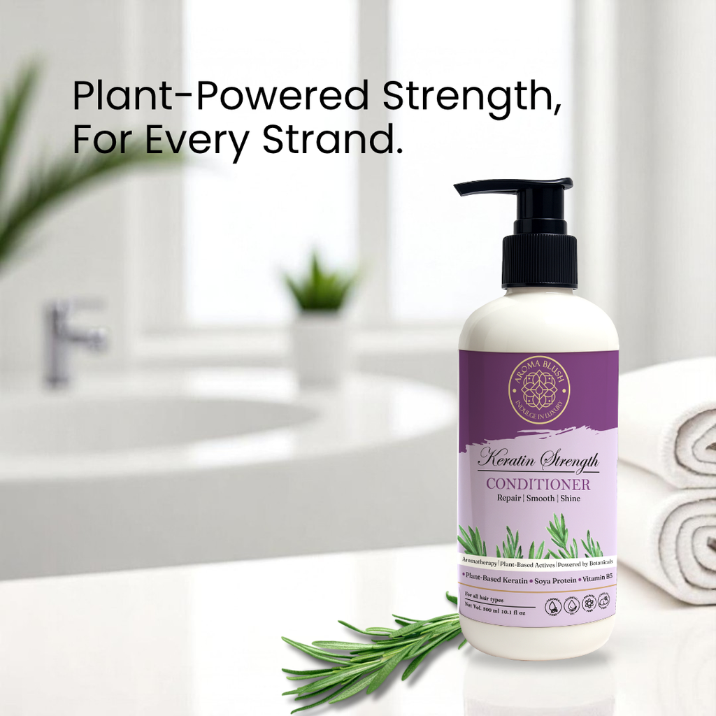 AROMABLUSH Keratin Strength Shampoo, Conditioner & Hairmask Combo