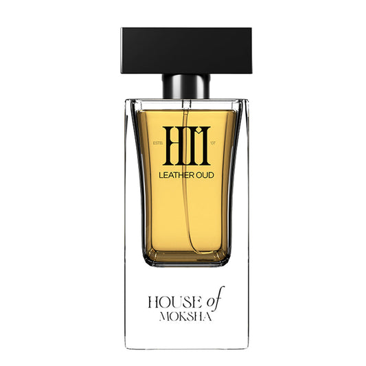 House of Moksha Leather Oud Eau De Parfum - 70ml | Unisex Fragrance with Notes of Leather, Bergamot, Geranium, Amber, and Oud for a Deep, Earthy, and Sophisticated Scent