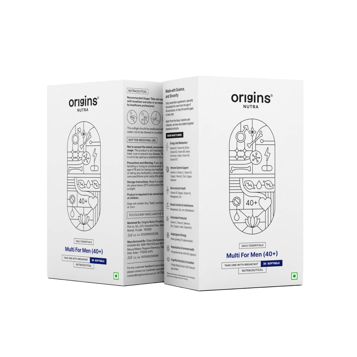 Origins Nutra Multi For Men (40+) | Boost Energy & Metabolism, Immune Support, Bone and Joint Support | Panax Ginseng Extract,Vitamins & Minerals | GMP Certified | Non-GMO | For Men (40+) | 30 Soft gels