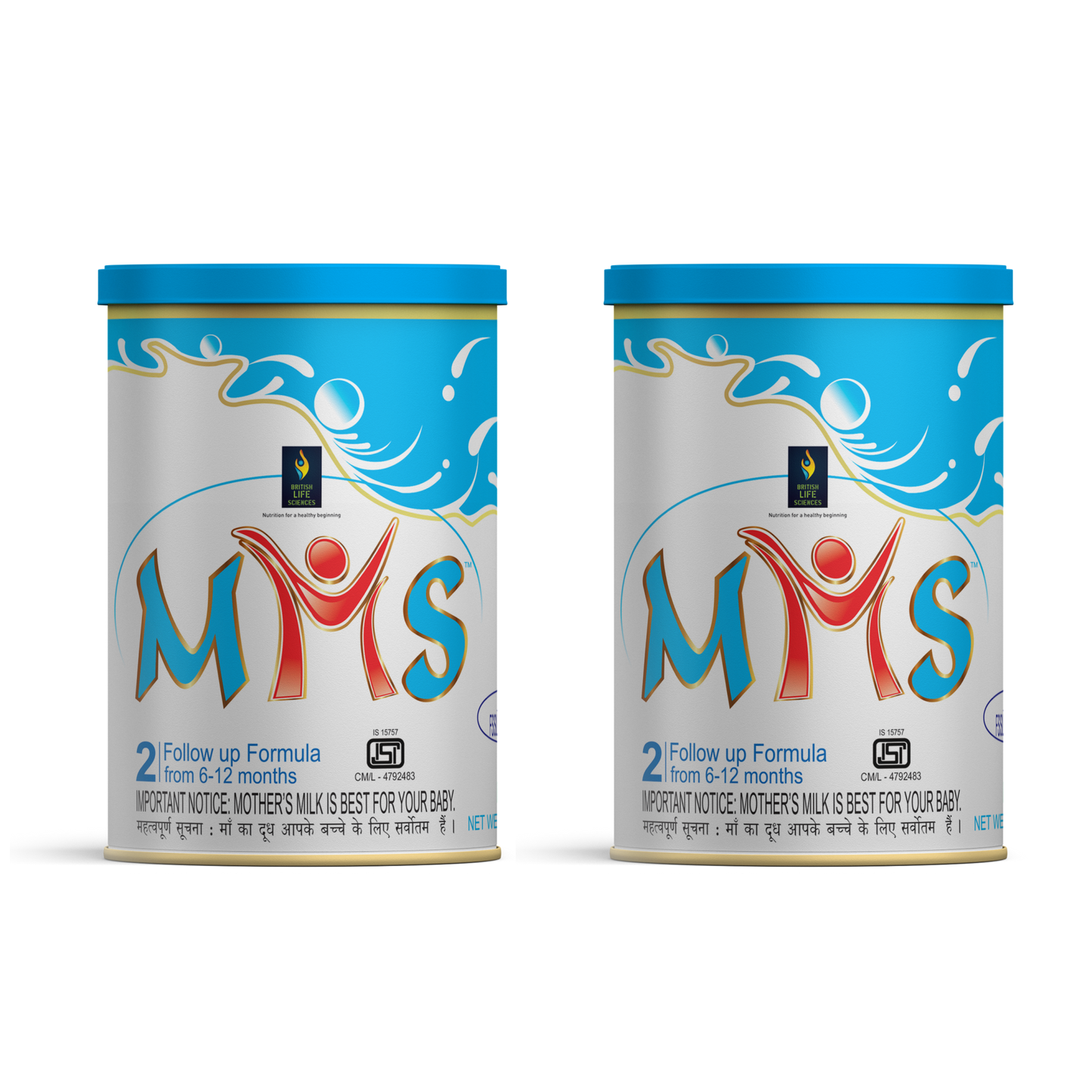 BRITISH LIFE SCIENCES MMS Follow up Formula for 6-12 Month Old Babies | Stage 2 Infant Formula for Overall Development | 400 g (Pack of 2)