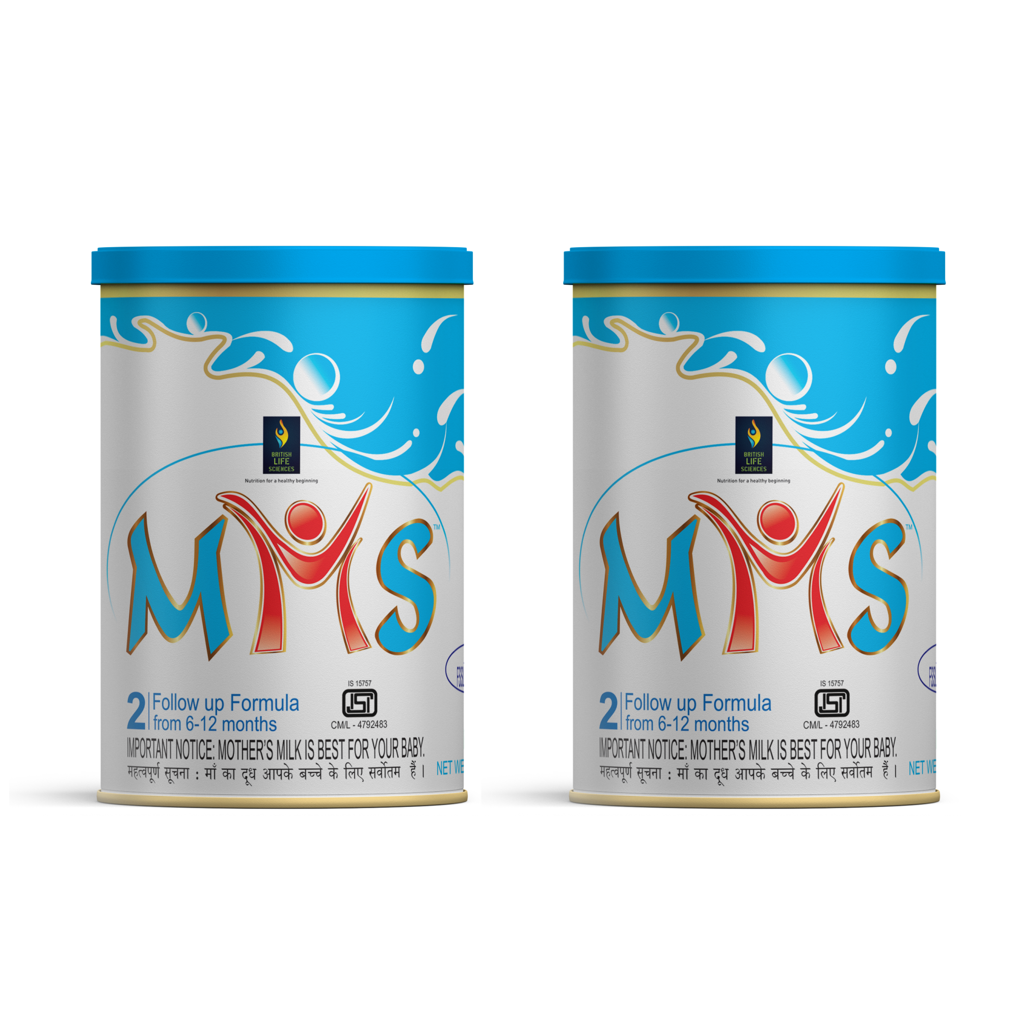 BRITISH LIFE SCIENCES MMS Follow up Formula for 6-12 Month Old Babies | Stage 2 Infant Formula for Overall Development | 400 g (Pack of 2)