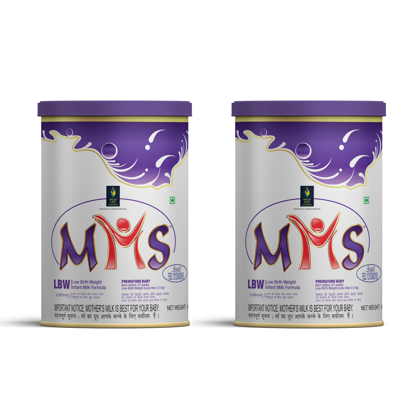 BRITISH LIFE SCIENCES MMS LBW - Infant Milk Formula for preterm & Low Birth Weight Babies |Full of Essential Nutrients and Vitamins for Overall Development | 400 g (Pack of 2)