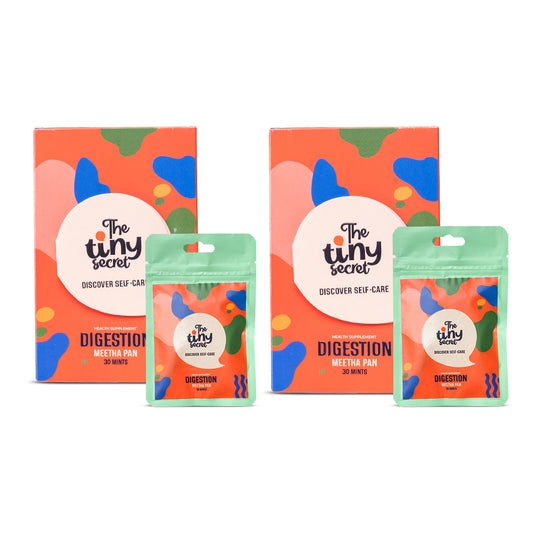 The Tiny Secret Digestion Fit Mints | Metabolic Booster | Zero Sugar & Low Calorie | Protects Gut from Infection | With FOS Prebiotics & 10 Billion Cfu Probiotics | Meetha Pan Flavour | 30 Mints Pack of 2