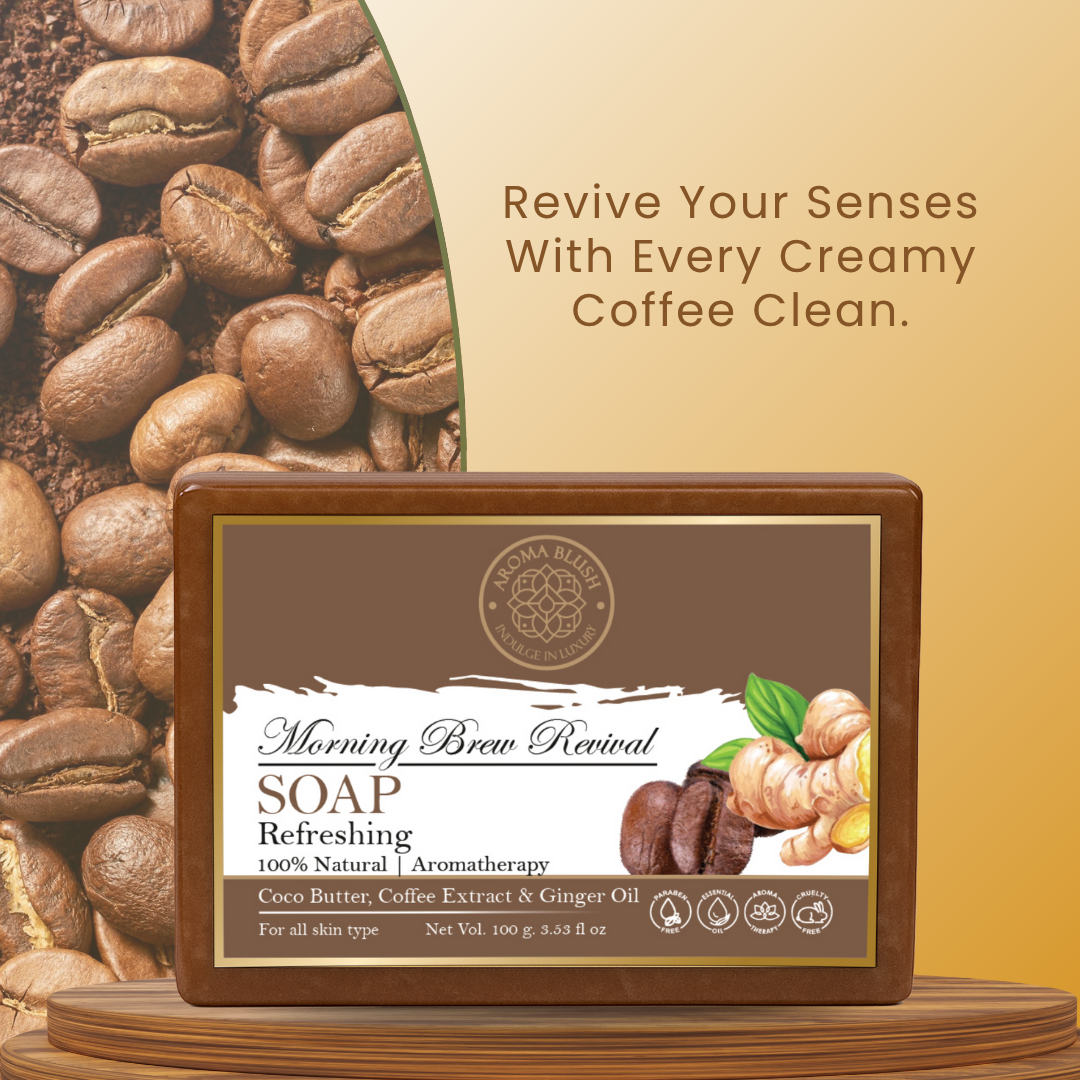 AROMABLUSH Glowing Argan Bliss, Calming Calendula & Morming Brew Revival Combo Soap
