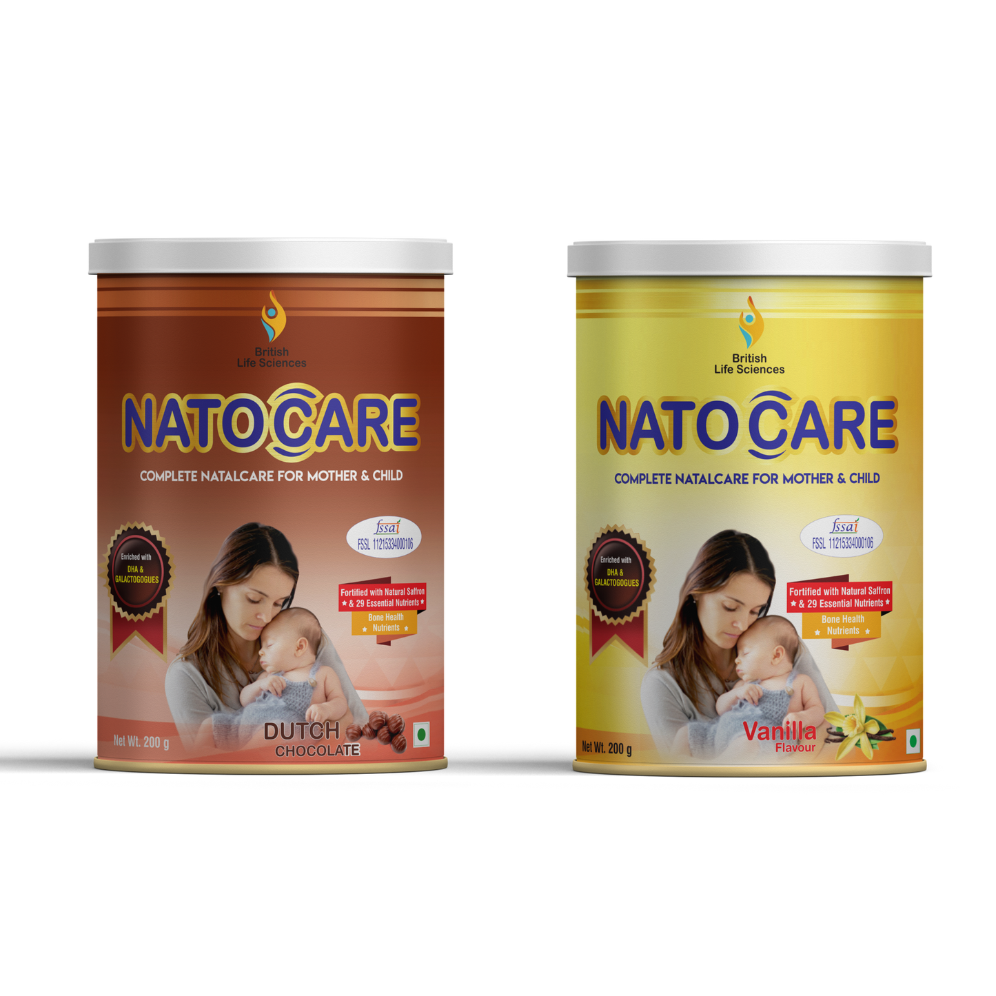 British Life Sciences Natocare Vanilla & Natocare Chocolate combo| - Lactation Supplement Powder For Breastfeeding Mothers - Shatavari & Fenugreek Extract To Increase Milk Supply | 400gm