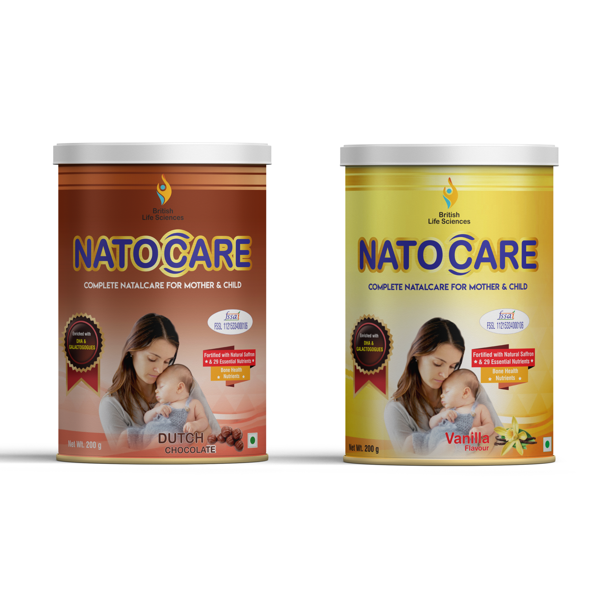 British Life Sciences Natocare Vanilla & Natocare Chocolate combo| - Lactation Supplement Powder For Breastfeeding Mothers - Shatavari & Fenugreek Extract To Increase Milk Supply | 400gm