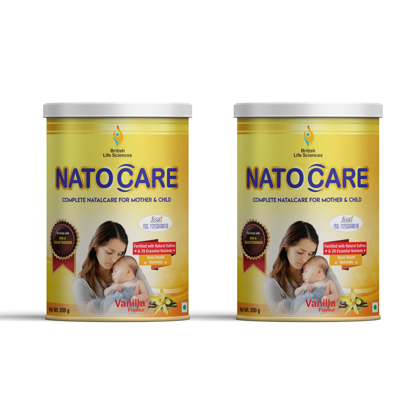 BRITISH LIFE SCIENCES PVT LTD ; Nutrition For A Healthy Beginning Natocare-Lactation Supplement Powder For Breastfeeding Mothers-Shatavari & Fenugreek Extract To Increase Milk Supply,200G (Vanilla) (Pack of 2)