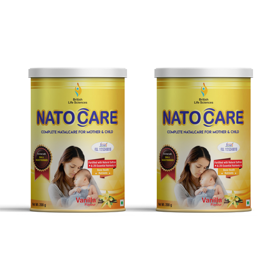 BRITISH LIFE SCIENCES PVT LTD ; Nutrition For A Healthy Beginning Natocare-Lactation Supplement Powder For Breastfeeding Mothers-Shatavari & Fenugreek Extract To Increase Milk Supply,200G (Vanilla) (Pack of 2)