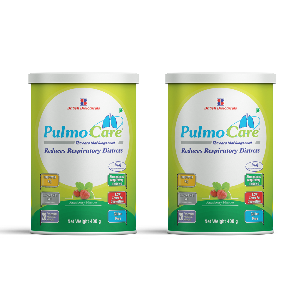 British Biologicals Pulmocare Powder-Strawberry Flavour|For Asthma, Copd, Pulmonary Tuberculosis|Gluten Free-400 G (Pack of 2)