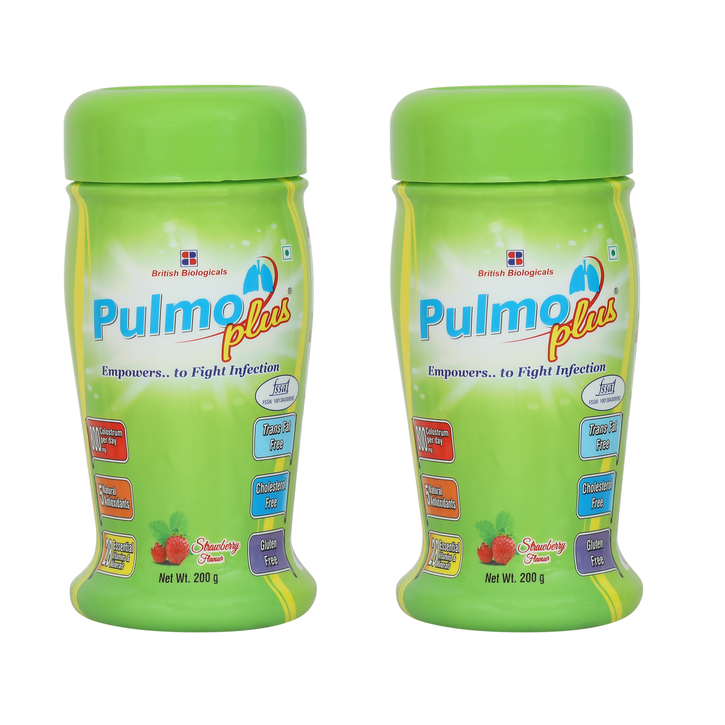 Pulmo Plus Strawberry flavour | For Asthma, COPD, Pulmonary Tuberculosis | Gluten free - 200 g (Pack of 2)