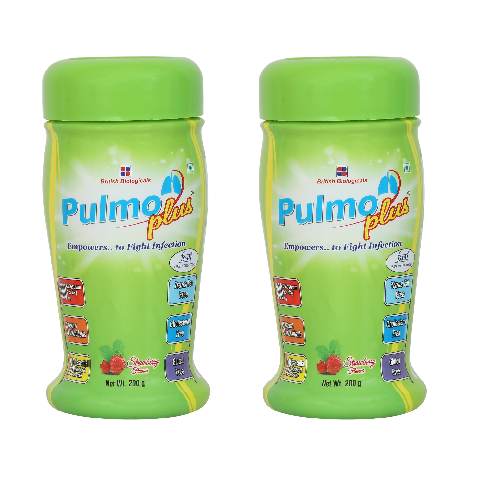 Pulmo Plus Strawberry flavour | For Asthma, COPD, Pulmonary Tuberculosis | Gluten free - 200 g (Pack of 2)