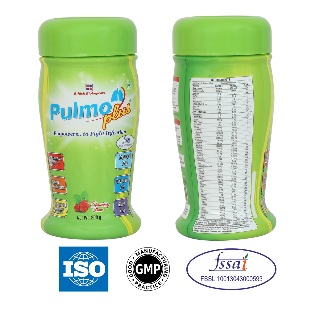 Pulmo Plus Strawberry flavour | For Asthma, COPD, Pulmonary Tuberculosis | Gluten free - 200 g (Pack of 2)