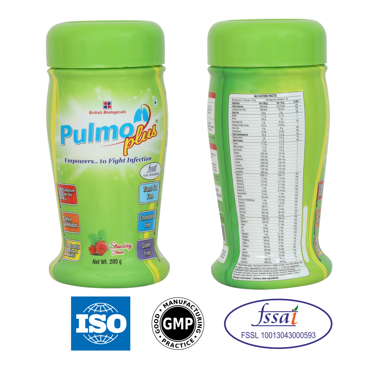 Pulmo Plus Strawberry flavour | For Asthma, COPD, Pulmonary Tuberculosis | Gluten free - 200 g (Pack of 2)