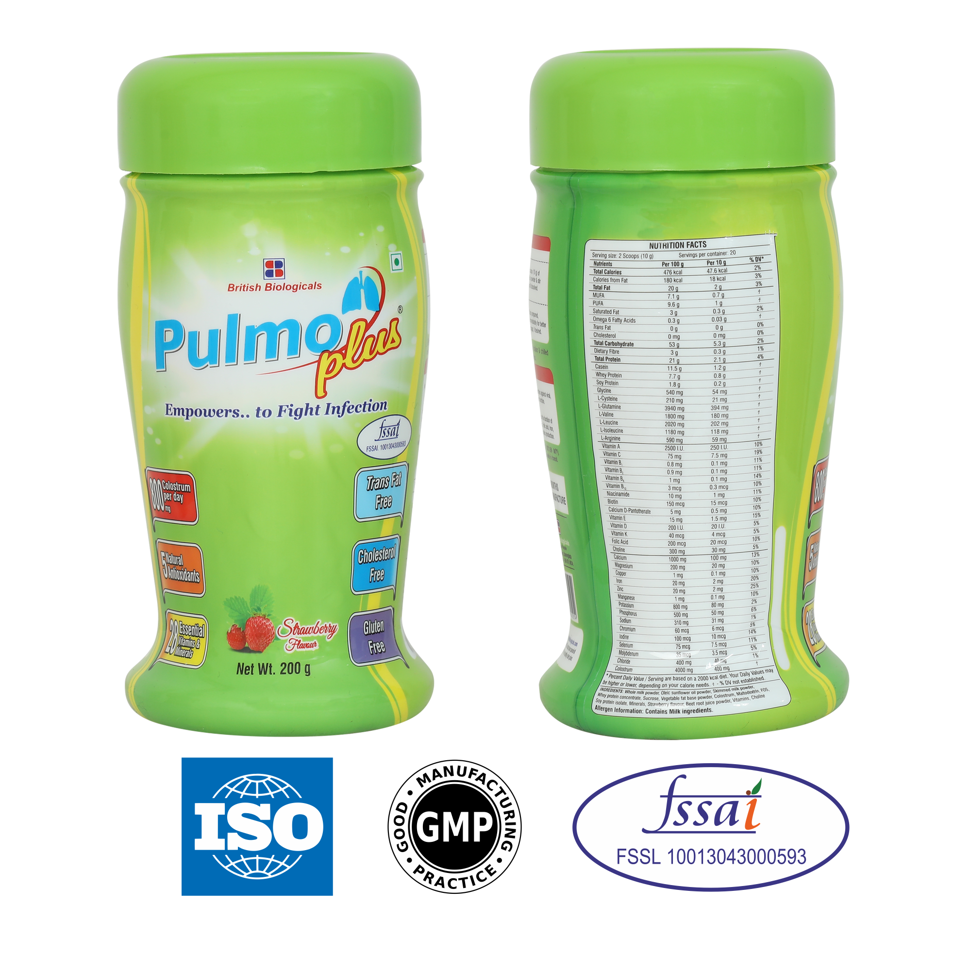 Pulmo Plus Strawberry flavour | For Asthma, COPD, Pulmonary Tuberculosis | Gluten free - 200 g (Pack of 2)