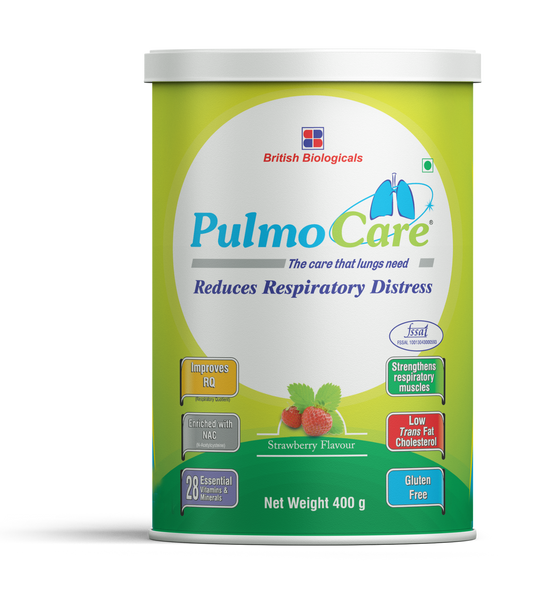 Pulmocare Powder-Strawberry Flavour|For Asthma, Copd, Pulmonary Tuberculosis|Gluten Free-400 G