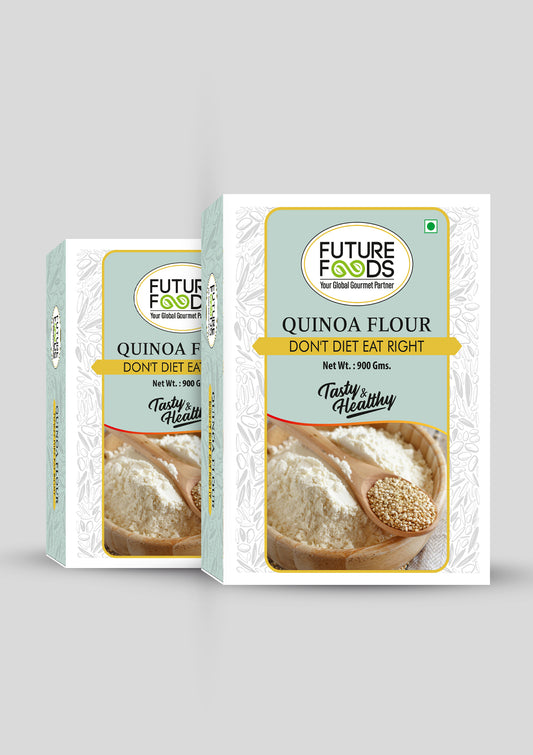 Future Foods Premium Qunioa Flour | Gluten Free | Sweet & Nutty Flavour | High Protein & Fiber | Plant Based Protein | Nutrient Rich Superfood | Can be Used in Salads & Soups | 900g (Pack of 2)