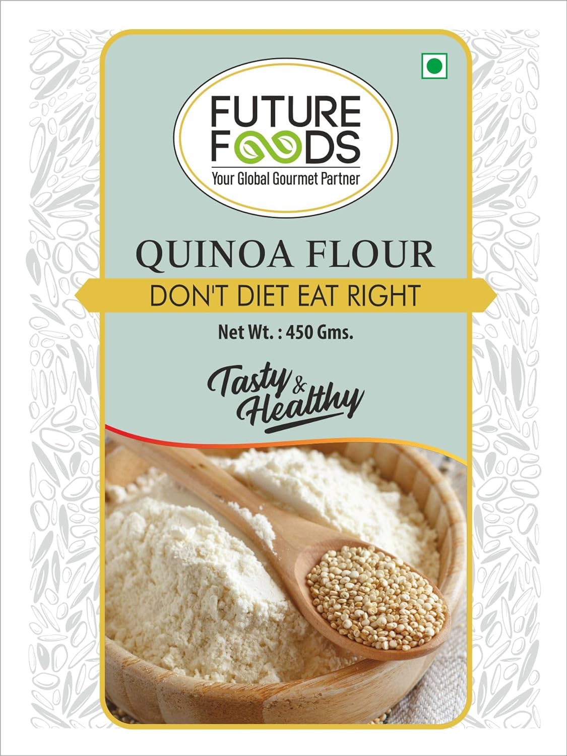 Future Foods Premium Qunioa Flour | Gluten Free | Sweet & Nutty Flavour | High Protein & Fiber | Plant Based Protein | Nutrient Rich Superfood | Can be Used in Salads & Soups | 450g