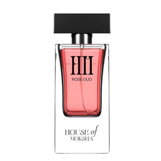 House of Moksha Rose Oud Eau De Parfum - Unisex Perfume, 70ml | A Harmonious Blend of Rose, Geranium, Patchouli, Musk and Oud for a Luxurious Floral-Woody Scent