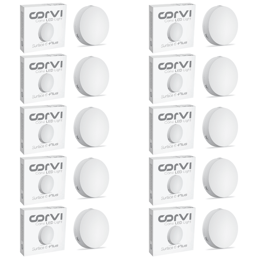 CORVI LED Surface 6 Round 15W | Dimmable & Driverless Ceiling Panel Light | Full Glow, No False Ceiling Required | Slim & Compact |  White 5700K (Pack of 10)