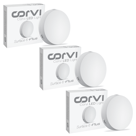 CORVI LED Surface 6 Round 15W | Dimmable & Driverless Ceiling Panel Light | Full Glow, No False Ceiling Required | Slim & Compact |  White 5700K (Pack of 3)