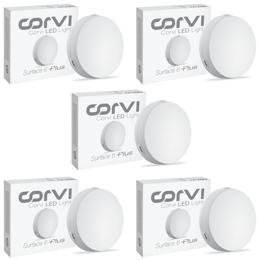 CORVI LED Surface 6 Round 15W | Dimmable & Driverless Ceiling Panel Light | Full Glow, No False Ceiling Required | Slim & Compact | Easy White 4000K (Pack of 5)