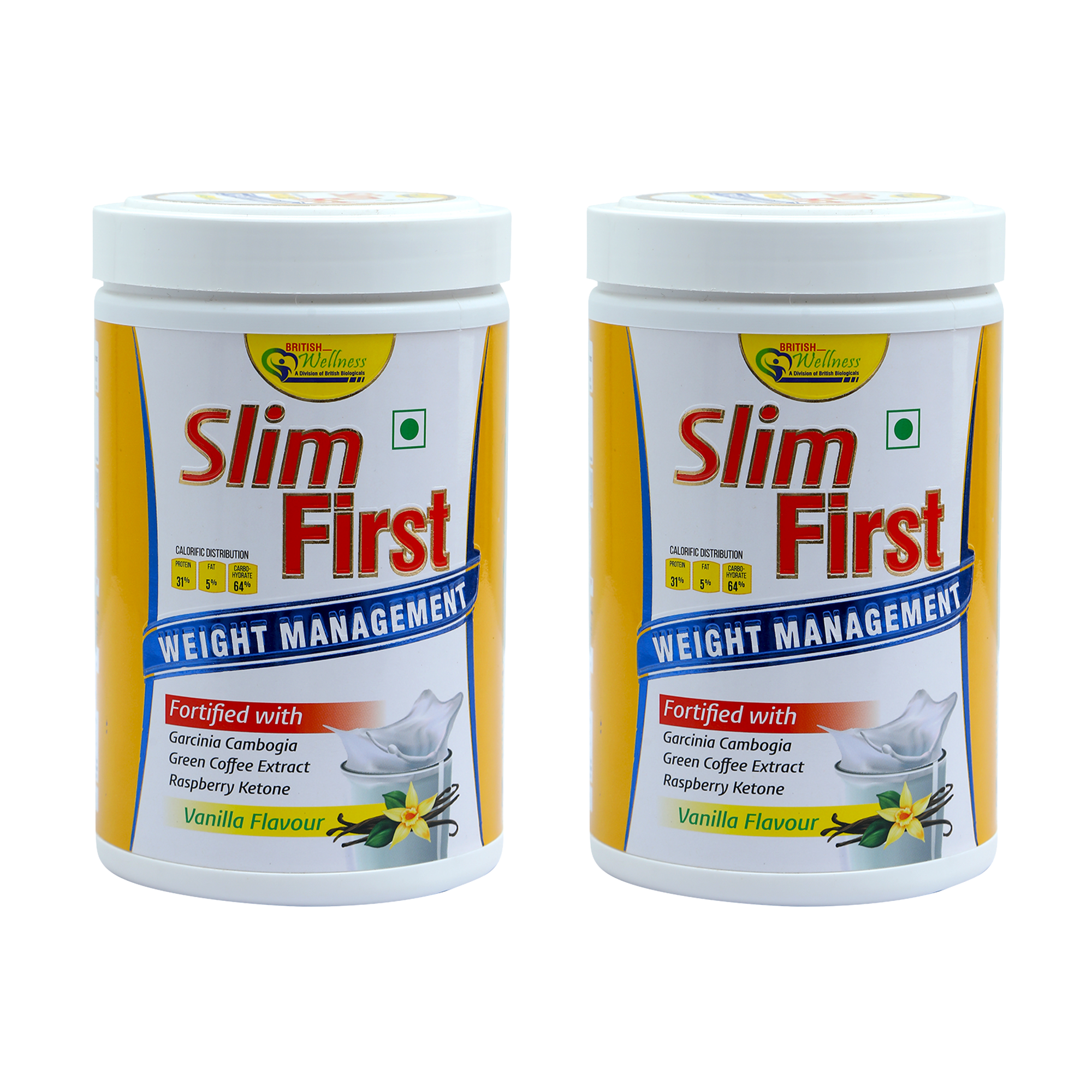 SlimFirst Meal Replacement Shake For Weight Management - 400 GM - Sugar-free, Cholesterol-free, Gluten-free Drink with (Raspberry Ketone & Banaba extract) (Pack of 2)