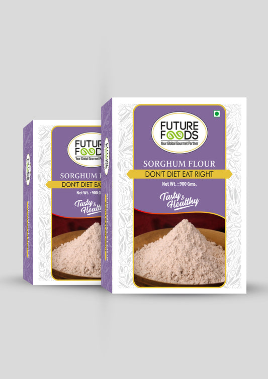 Future Foods Premium Sorghum Flour | Subtle Sweet-Sour Taste | Gluten Free | Rich Source of Antioxidants | Dietary Fiber Rich | Ideal for Diabetic Patients | 900g (Pack of 2)