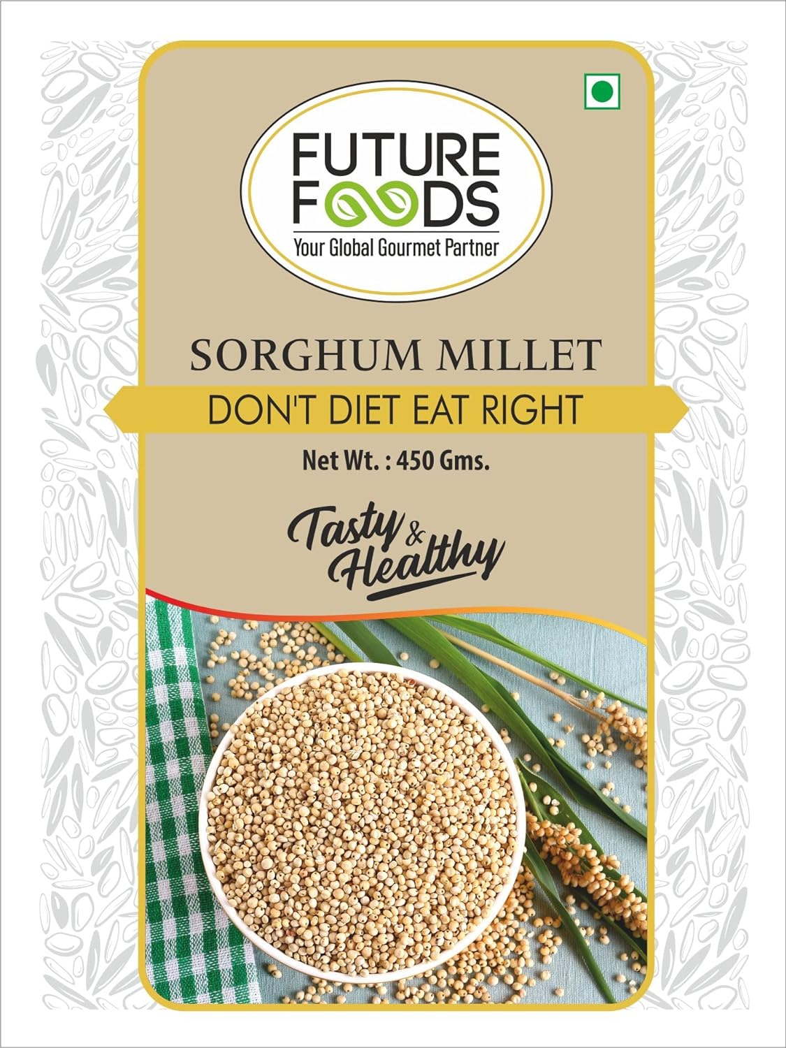 Future Foods Premium Sorghum/Jowar Flour | High Protein | Gluten Free | Rich Source of Antioxidants | Dietary Fiber Rich | Ideal of Diabetic Patients | Supports Weight Control | 450g