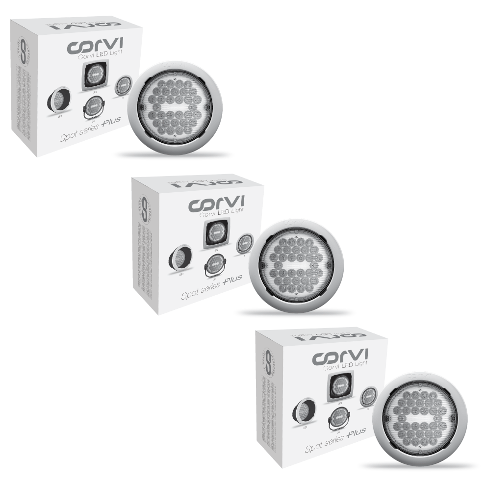 CORVI LED Spot 3 Round 6W Tiltable Spotlight | Driverless, Dimmable, Ultra Low Glare Design with Lens in Lens Technology | Warm White 3000K (Pack of 3)