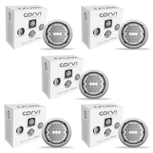 CORVI LED Spot 3 Round 6W Tiltable Spotlight | Driverless, Dimmable, Ultra Low Glare Design with Lens in Lens Technology | Easy White 4000K (Pack of 5)