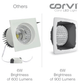 CORVI LED Spot 3Q Square 6W | Slim & Compact, Driverless & Dimmable | Ultra Low Glare with Tiltable Lens in Lens Technology | Warm White 3000K (Pack of 2)