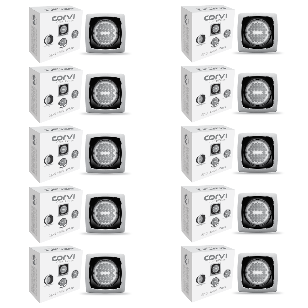 CORVI LED Spot 3Q Square 6W | Slim & Compact, Driverless & Dimmable | Ultra Low Glare with Tiltable Lens in Lens Technology | Easy White 4000K (Pack of 10)