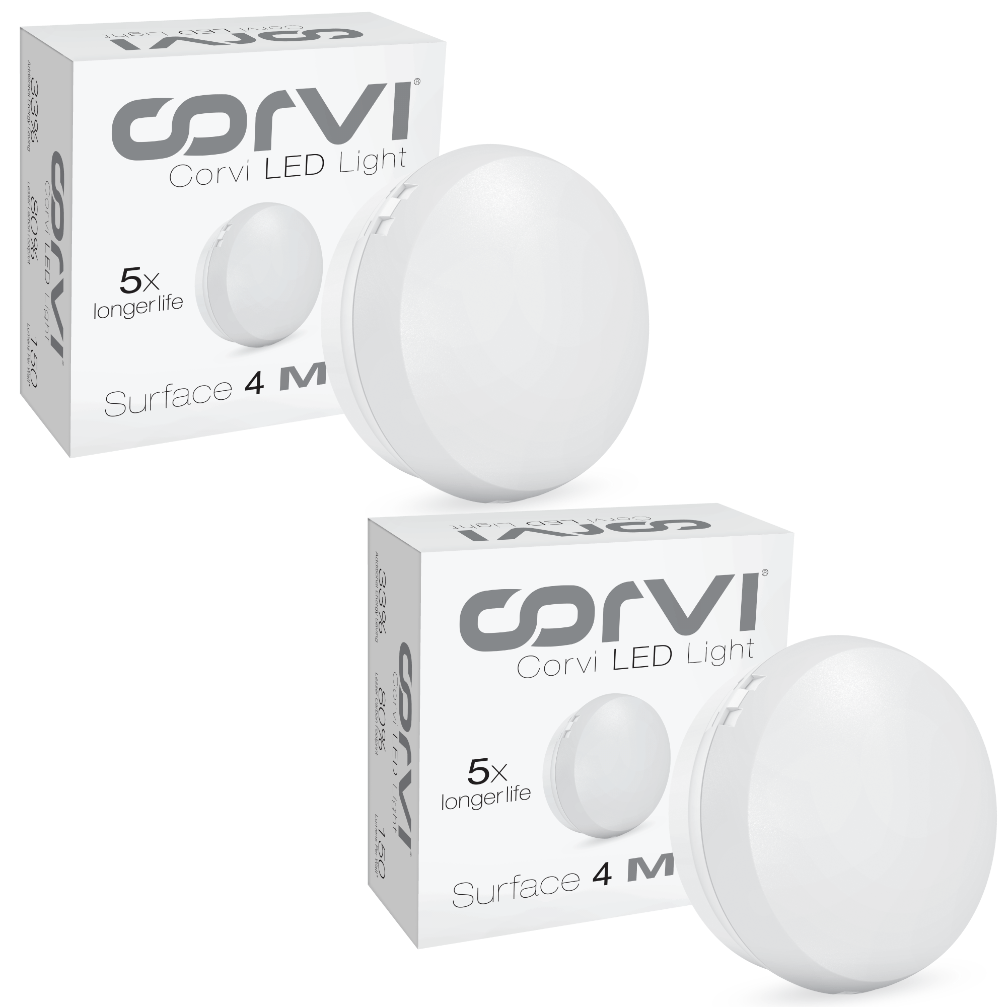 CORVI LED Surface 4 Round 6W | Slim, Driverless, Dimmable Ceiling Panel Light | Full Glow Warm White 3000K | Surface Mount, No False Ceiling Needed (Pack of 2)