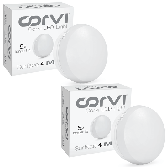 CORVI LED Surface 4 Round 6W | Slim, Driverless, Dimmable Ceiling Panel Light | Full Glow Warm White 3000K | Surface Mount, No False Ceiling Needed (Pack of 2)