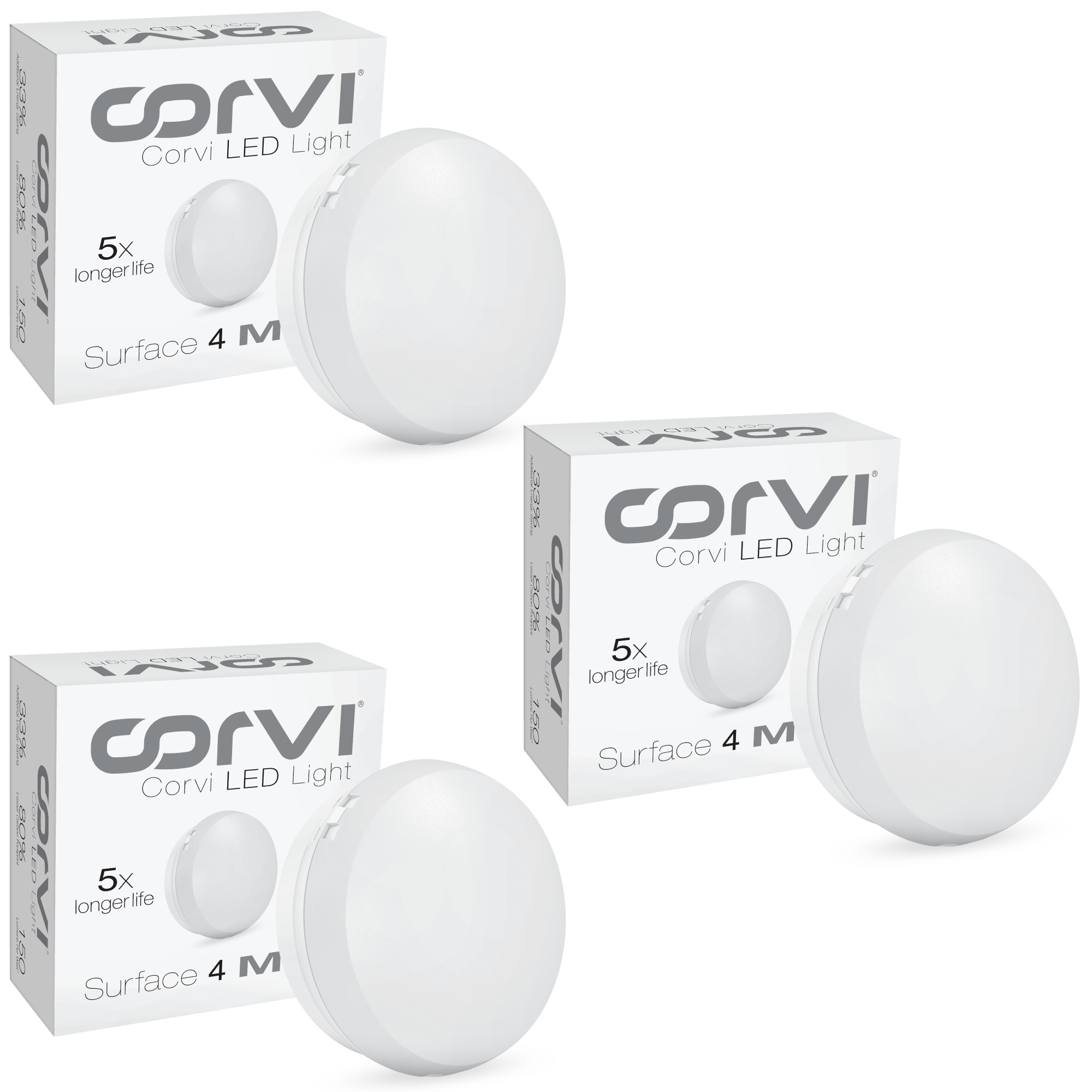 CORVI LED Surface 4 Round 6W | Slim, Driverless, Dimmable Ceiling Panel Light | Full Glow Warm White 3000K | Surface Mount, No False Ceiling Needed (Pack of 3)