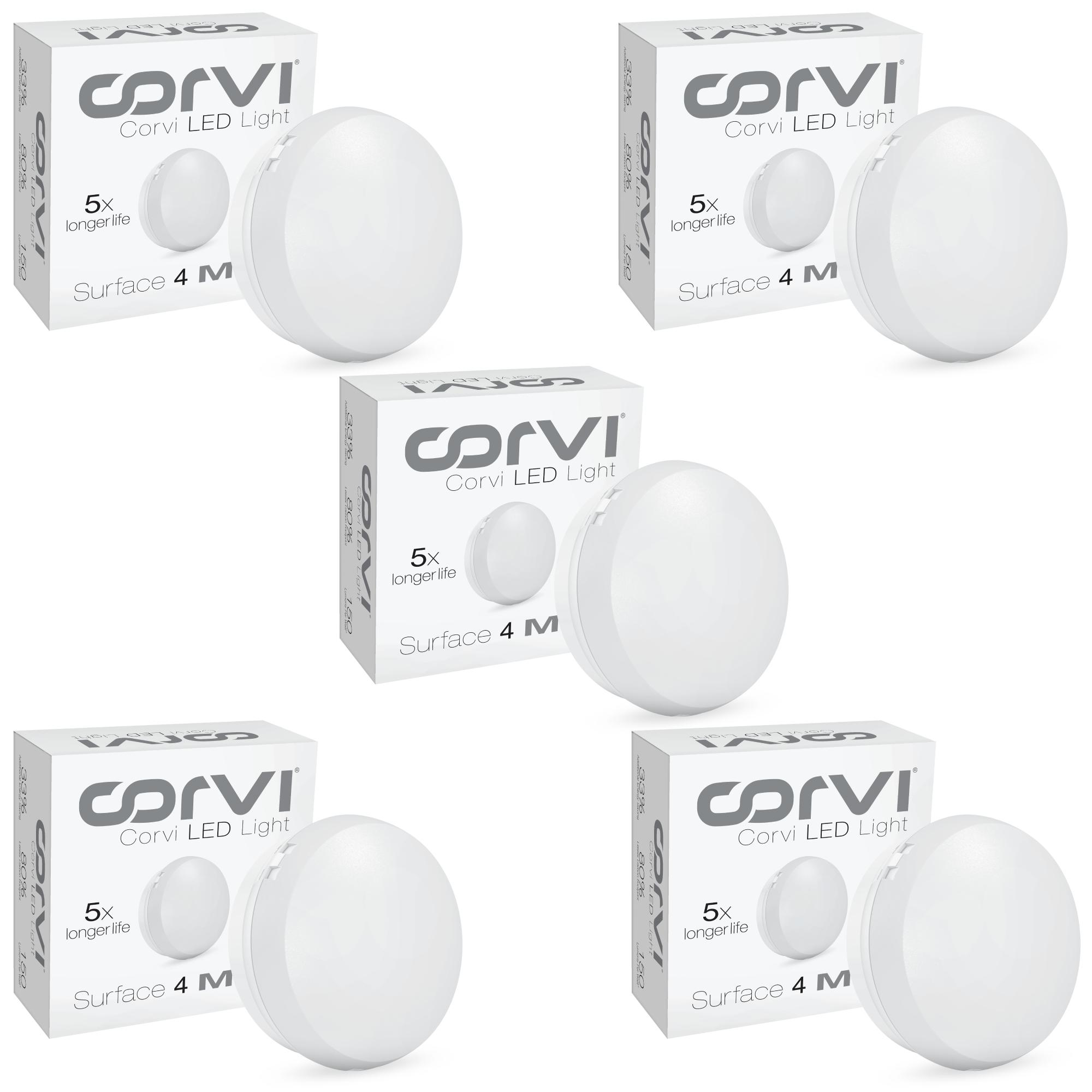 CORVI LED Surface 4 Round 6W | Slim, Driverless, Dimmable Ceiling Panel Light | Full Glow Warm White 3000K | Surface Mount, No False Ceiling Needed (Pack of 5)