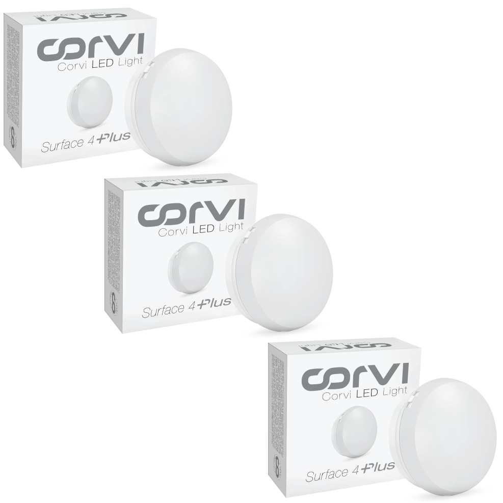 CORVI LED Surface 4 Round 6W | Slim, Driverless, Dimmable Ceiling Panel Light | Full Glow Warm White 3000K | Surface Mount, No False Ceiling Needed (Pack of 3)