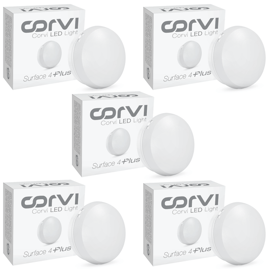 CORVI LED Surface 4 Round 6W | Slim, Driverless, Dimmable Ceiling Panel Light | Full Glow Warm White 3000K | Surface Mount, No False Ceiling Needed (Pack of 5)