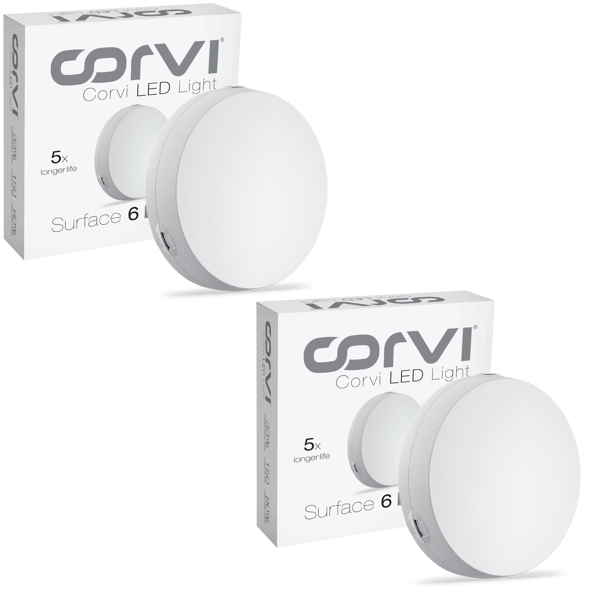 CORVI LED Surface 6 Round 15W | Dimmable & Driverless Ceiling Panel Light | Full Glow, No False Ceiling Required | Slim & Compact |  White 5700K (Pack of 2)