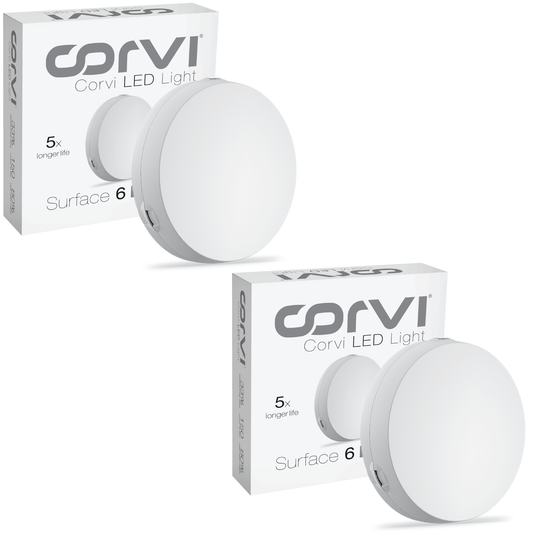 CORVI LED Surface 6 Round 15W | Dimmable & Driverless Ceiling Panel Light | Full Glow, No False Ceiling Required | Slim & Compact | Easy White 4000K (Pack of 2)