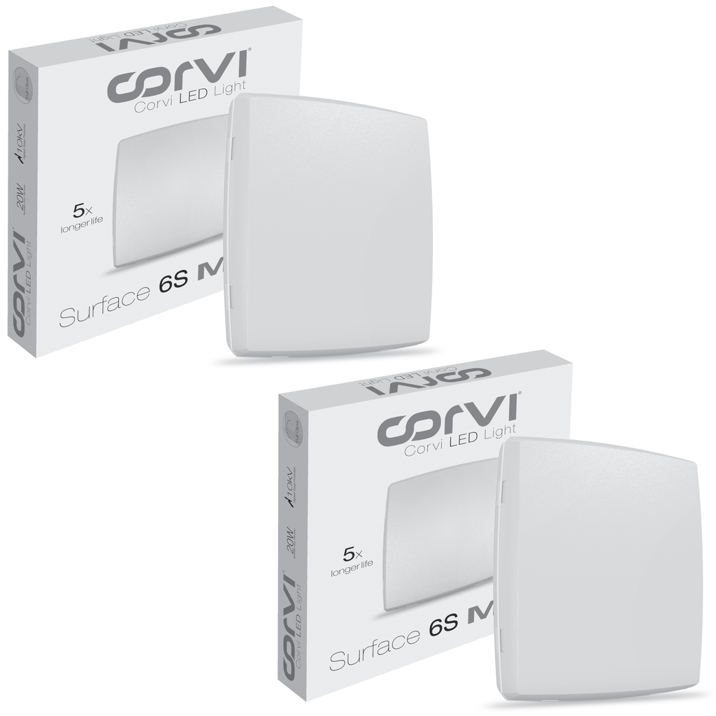 CORVI LED Surface 6S Square 15W | Dimmable, Driverless Ceiling Panel Light | Slim, Full Glow, No False Ceiling Required |  White 5700K (Pack of 2)