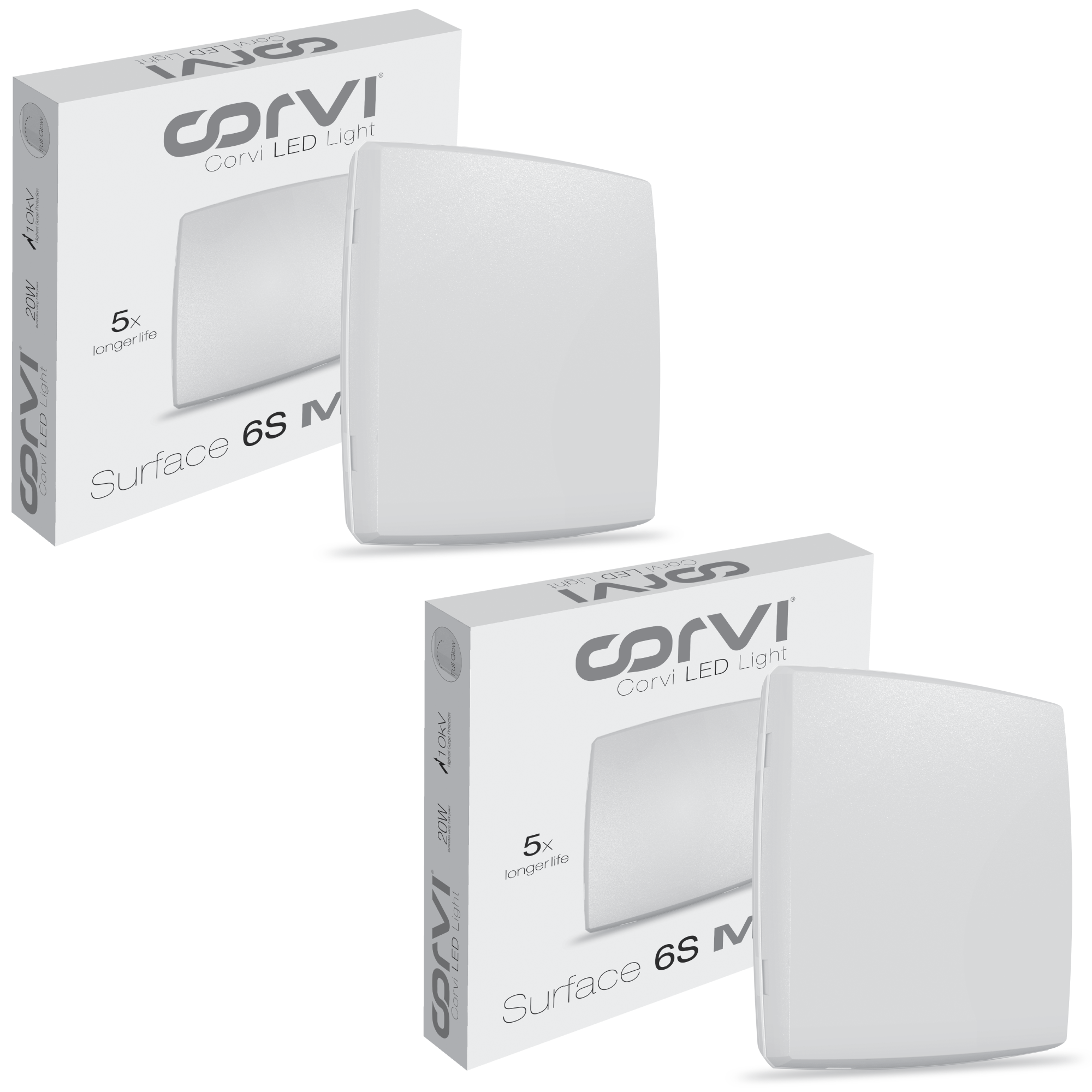 CORVI LED Surface 6S Square 15W | Dimmable, Driverless Ceiling Panel Light | Slim, Full Glow, No False Ceiling Required |  White 5700K (Pack of 2)