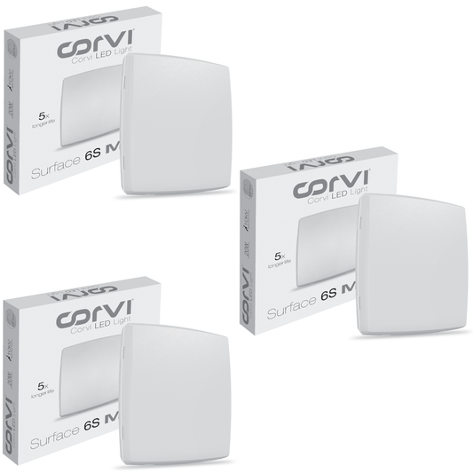 CORVI LED Surface 6S Square 15W | Dimmable, Driverless Ceiling Panel Light | Slim, Full Glow, No False Ceiling Required | Easy White 4000K (Pack of 3)
